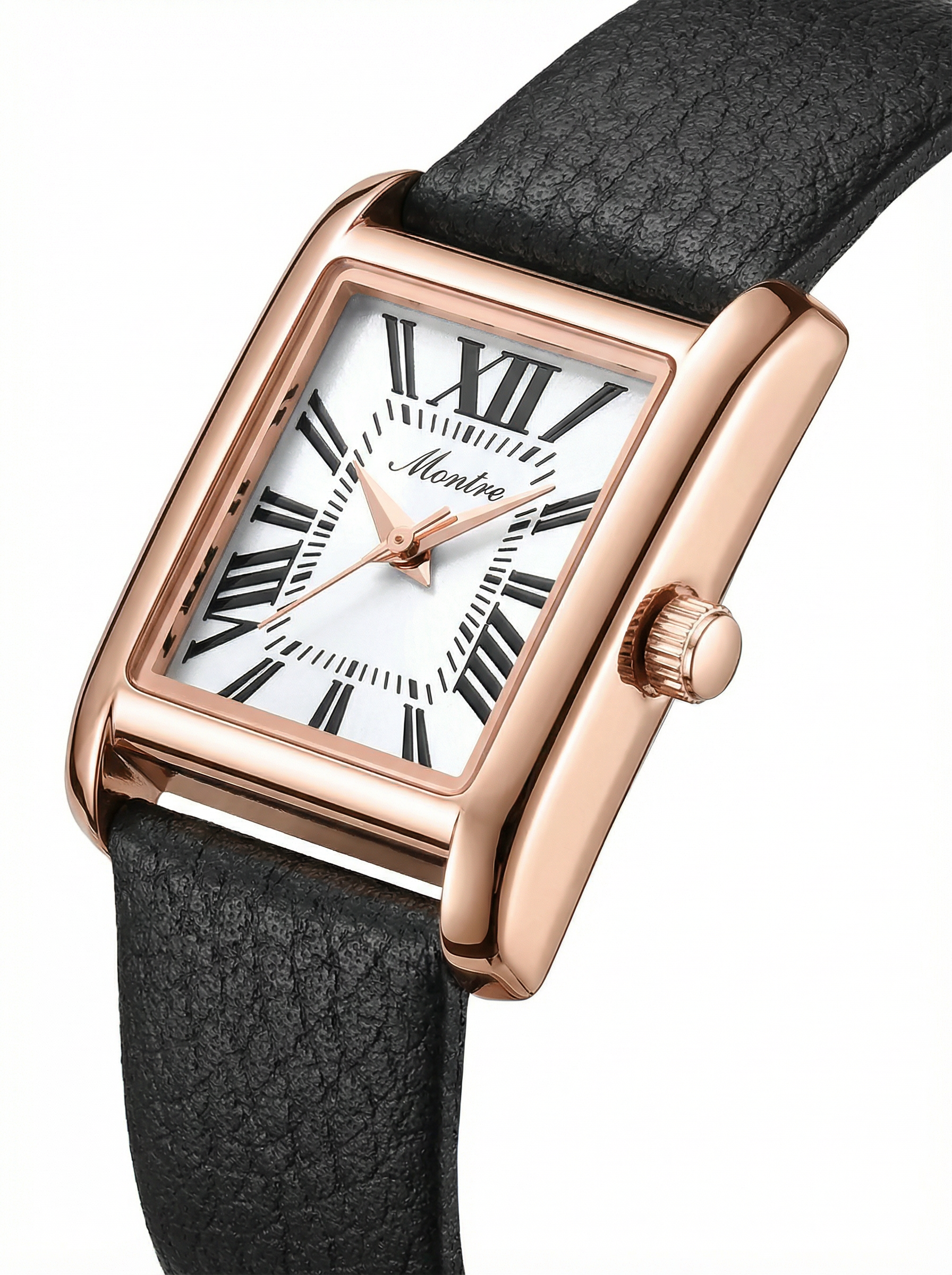 Rosé Goud Zwart Leren Band